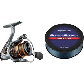 KastKing Kestrel Spinning and Ice Fishing Reel 1000 SFS Carbon Body & KastKing Superpower Braided Fishing Line, Gray, 15 LB, 150 Yds
