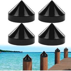8 Inch Cone Pylon Cap for Marine Dock, Piling Cap for Dock Post Pole Pipe Head,Dock Pylon Cover Caps for Marine Boat, Floating Docks, Piers, Black
