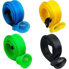 Rod Socks for Fishing Poles – 7ft Rod Sleeve, Braided Mesh Fishing Pole Sleeve for Spinning, Casting, and Fly Rods with Elastic Lanyard