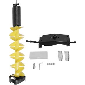 Zunate Ice Auger - 6 Inch Rotating Diameter Ice Fishing Auger Drill Bit with 2 Blades and Locating Device for Deep Ice Waters, Yellow