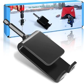 Ice Anchor Drill Adapter for Set Up Ice Fishing Shelter, Fit 3/8" and 1/2" Chuck Power Drills, Ice Anchor Adapter for Ice Tent, Ice Fishing Accessories, Ice Shelter Accessories