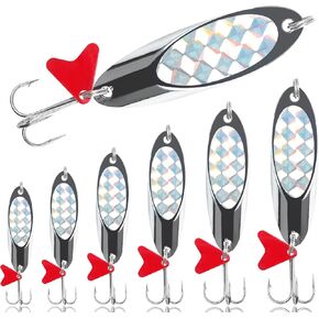 سحر ملعقة الصيد ، 8pcs ملعقة معدنية صلبة سحر الصيد ملاعق سمك السلمون المرقط مع طعم ملعقة من ملعقة التريوب لتروت السلمون السلمون سالمون مياه ناهو