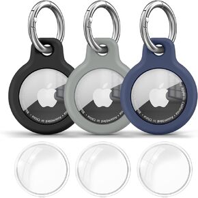 Vanjua Case for Apple AirTag Holder with Keychain, 3 Pack Anti-Scratch Protective Case Compatible with Air Tag GPS Tracker Holder, Key Chain AirTag Accessories