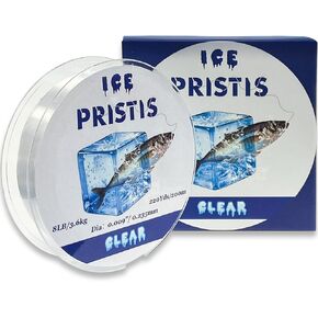 Fluorocarbon Coated Ice Fishing Line, 220 Yds Clear Abrasion Resistant Copolymer High Strength Nylon Line with Spool, Superior No Freezing Low Memory Premium Quality for Saltwater Freshwater