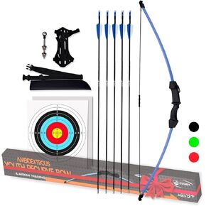 Keshes Archery Recurve Bow and Arrow Youthbow Set - 44" Beginner Breakdown Bow Kit with Arrows, Finger & Arm Guard, Quiver, and Target Sheets - Ideal for Teens & Kids Ages 10+ for Outdoor Practice