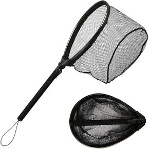 Floating Fishing Net with Handle EVA, Topline Tackle Aluminum Head Foldable Landing Net, Rubber Coated Fishing Net, Lightweight & Compact, 16 Inch