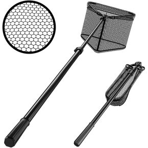 Fishing Net with Handle,Fishing net telescoping Handle, Collapsible Fishing Nets,Folding Fishing Net One Flick to Unfold, Ready in Seconds