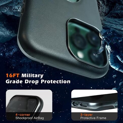بالنسبة إلى iPhone 16 Pro Max Case مع Magsafe - Premium Leather Back و Metallic Frame ، شحن لاسلكي مغناطيسي قوي ، حالة واقي شاق 16 Promax ، Brown ، in Kuwait