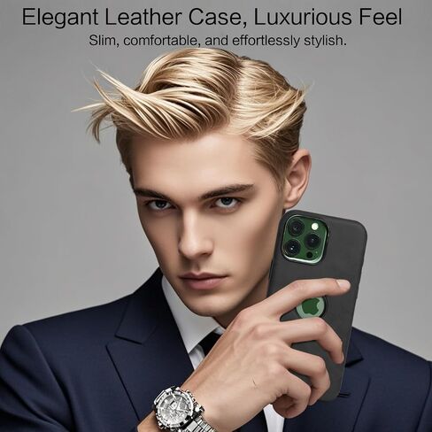 بالنسبة إلى iPhone 16 Pro Max Case مع Magsafe - Premium Leather Back و Metallic Frame ، شحن لاسلكي مغناطيسي قوي ، حالة واقي شاق 16 Promax ، Brown ، in Kuwait