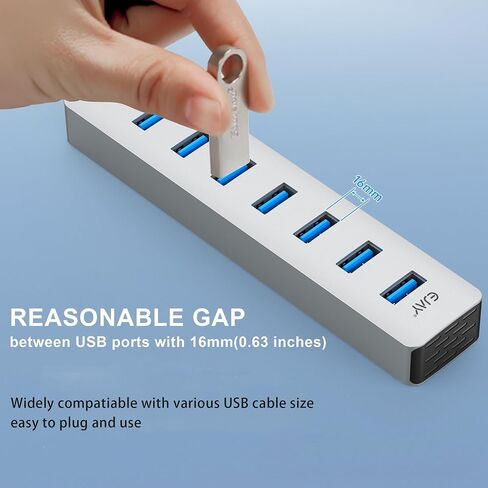 4 Ports USB3.0 HUB ، منفذ تزويد الطاقة الإضافي ، كابل بيانات طويل 3.3 قدم (1M) وكابل طاقة طويل 3.3 قدم (1M) ، الألومنيوم 5 جيجابت في الثانية عالي السرعة USB ، محور موسع المنفذ متعدد المنافذ للكمبيوتر الشخصي ، الكمبيوتر المحمول ، MAC ، إلخ (HA-4U) in Kuwait