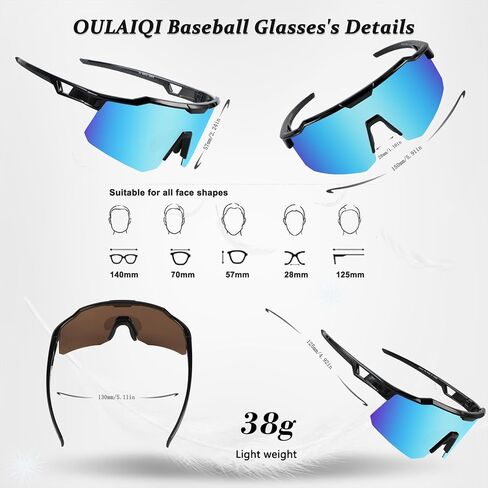 Cycling Sunglasses for Men Women,Youth Baseball Sunglasses,Lightweight Design UV400 Protection Sports Glasses in Kuwait