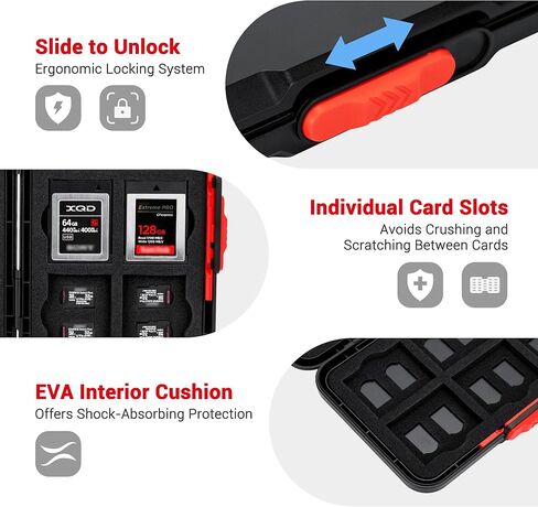 Pop Up Style Memory Card Case,60 Slots Memory Card Holder Wallet for 20 SD SDHC SDXC & 40 Micro SD SDXC SDHC TF MSD Cards,Portable Slim Micro SD Card Case Storage Organizer with EVA Foam Interior in Kuwait