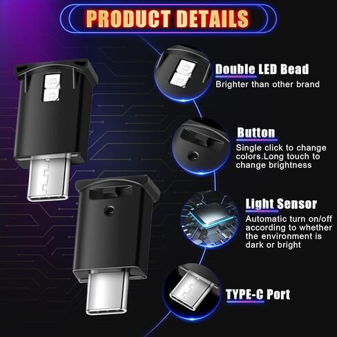 Frienda 4 قطع مصباح LED USB Mini ، RGB LED LED إضاءة داخلية DC 5V Smart USB LED ضوء الغلاف الجوي ، لوحة مفاتيح محمول مصباح ديكور للمكتب المنزلي ، سطوع قابل للتعديل ، 8 ألوان in Saudi Arabia