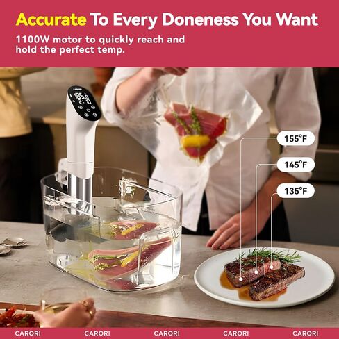 Sous Vide Machine 1100W, Sous Vide Precision Cooker, Ultra Quiet Immersion Circulator with Recipes, Accurate Temperature and Time Control with Adjustable Clamp, Brushless Motor, Black in Saudi Arabia