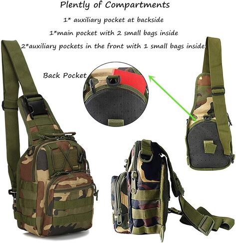 Tactical Shoulder Sling Bag Small Outdoor Chest Pack for Men Traveling, Trekking, Camping, Rover Sling Daypack Black in Saudi Arabia