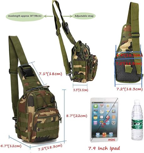 Tactical Shoulder Sling Bag Small Outdoor Chest Pack for Men Traveling, Trekking, Camping, Rover Sling Daypack Black in Saudi Arabia