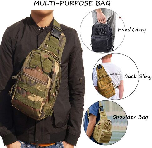 Tactical Shoulder Sling Bag Small Outdoor Chest Pack for Men Traveling, Trekking, Camping, Rover Sling Daypack Black in Saudi Arabia