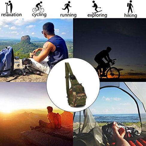 Tactical Shoulder Sling Bag Small Outdoor Chest Pack for Men Traveling, Trekking, Camping, Rover Sling Daypack Black in Saudi Arabia