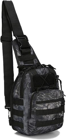 Tactical Shoulder Sling Bag Small Outdoor Chest Pack for Men Traveling, Trekking, Camping, Rover Sling Daypack Black in Saudi Arabia