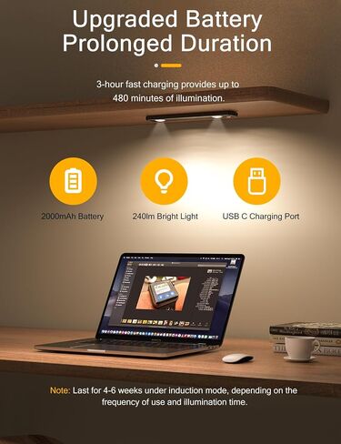 Under Cabinet Lights, Wireless Motion Sensor Light Indoor, Black 10in LED warm Lighting Rechargeable Battery Operated,4 Modes Night Light, Stick-On Magnetic Closet Lights for Kitchen, Hallway(2 Pack) in Saudi Arabia