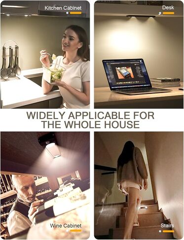 Under Cabinet Lights, Wireless Motion Sensor Light Indoor, Black 10in LED warm Lighting Rechargeable Battery Operated,4 Modes Night Light, Stick-On Magnetic Closet Lights for Kitchen, Hallway(2 Pack) in Saudi Arabia