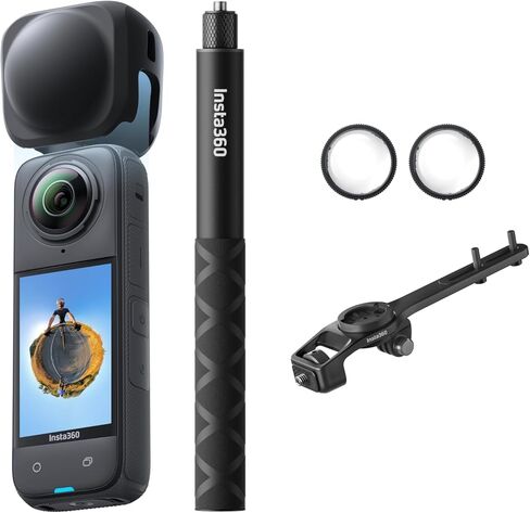 Insta360 X4 - كاميرا أكشن مقاومة للماء 8K 360، فيديو بزاوية واسعة 4K، عصا سيلفي غير مرئية، واقيات عدسة قابلة للإزالة، عمر بطارية 135 دقيقة، تحرير الذكاء الاصطناعي، التثبيت، للرياضة، السفر، في الهواء الطلق in Kuwait