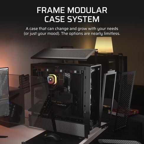CORSAIR 4000D RS Frame Modular High Airflow Mid-Tower PC Case – 3X CORSAIR RS Fans – InfiniRail Fan Mounting System – Fits Multiple 360mm Radiators – Reverse Connector Motherboard Compatible – Black in Kuwait