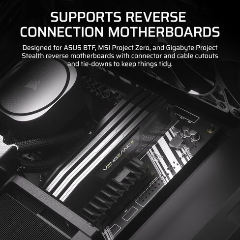 CORSAIR 4000D RS Frame Modular High Airflow Mid-Tower PC Case – 3X CORSAIR RS Fans – InfiniRail Fan Mounting System – Fits Multiple 360mm Radiators – Reverse Connector Motherboard Compatible – Black in Kuwait