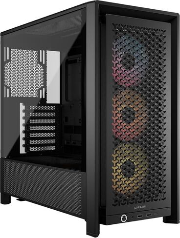 Corsair 4000d RS Argb Frame Modular Mid-Fower Atx PC Case-تدفق الهواء العالي ، 3x معجبين RS ArgB ، نظام تثبيت معجبين Infinirail ™ ، ASUS BTF ، MSI Project Zero ، Gigabyte Project Stealth-Black in Kuwait