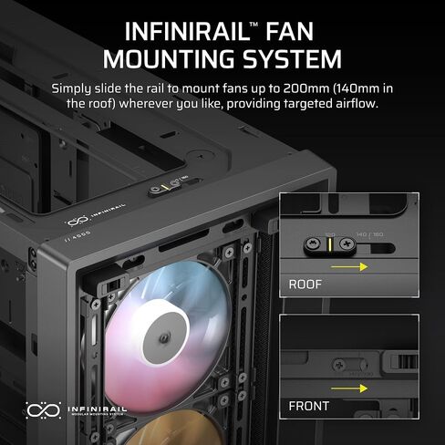 Corsair 4000d RS Argb Frame Modular Mid-Fower Atx PC Case-تدفق الهواء العالي ، 3x معجبين RS ArgB ، نظام تثبيت معجبين Infinirail ™ ، ASUS BTF ، MSI Project Zero ، Gigabyte Project Stealth-Black in Kuwait