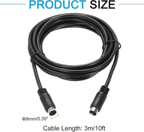 MECCANIXITY S Video Cable 10ft, Mini DIN 9 Pin S-Video Cable Male to Male Gold Plated Connector Transfer for TV Receiver Monitor S-VHS VCR DVD in Saudi Arabia