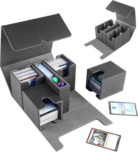 Toploader Storage Box，Sports Card Storage Boxes，Aluminum alloy frame，Trading Card case Hold 4500+ Cards，Detachable partition，for Sports Cards，Top Loaders，magnetic card holders (Black, 4500+) in Saudi Arabia