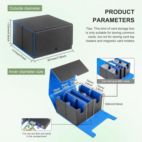 Toploader Storage Box，Sports Card Storage Boxes，Aluminum alloy frame，Trading Card case Hold 4500+ Cards，Detachable partition，for Sports Cards，Top Loaders，magnetic card holders (Black, 4500+) in Saudi Arabia