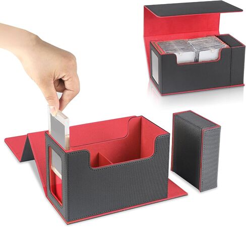 Toploader Storage Box，Sports Card Storage Boxes，Aluminum alloy frame，Trading Card case Hold 4500+ Cards，Detachable partition，for Sports Cards，Top Loaders，magnetic card holders (Black, 4500+) in Saudi Arabia