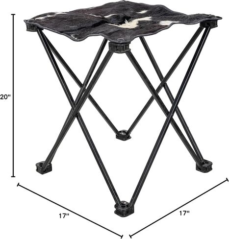 Shy Shy Let's Touch The Sky Vintage Hair-on Camping Stool, Portable Folding Stool for Outdoor Walking Hiking Fishing Camping Chair Foot Stool,Collapsible, Portable Footrest (Brown & White) in Saudi Arabia