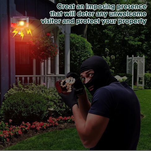 Qualirey 2 Pack Solar Outdoor Motion Sensor Alarm Motion Sensor Animal Deterrent Gunshot Sound Dog Barking Alarm for Home Security Support Recording 13 Kinds of Sound Strobe Light with USB for Yard in Kuwait