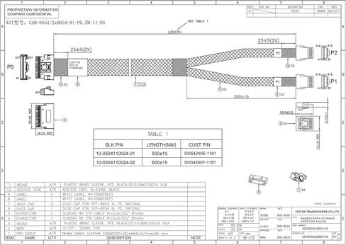 10GTEK 24G SLIMSAS SFF-8654 إلى SFF-8654 8I كابل ، PCIE4.0 ، 85 أوم ، 1 م (3.28 قدم) in Kuwait