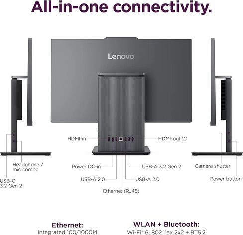 Lenovo ThinkCentre All-in-One Desktop Computer, 27" FHD IPS Display, 8-core Intel Core i5-13420H, 16GB DDR5, 512GB SSD, Wi-Fi 6, USB-C, HDMI in&Out, Wired KB&Mouse, Windows 11 Pro in Saudi Arabia