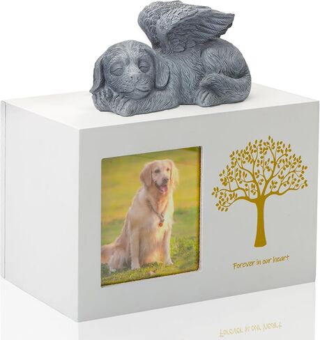 Pet Urn for Dog Ashes Dog Box Wooden Black Dog Urns for Ashes Pet Ashes Box with Dog Angel and Ashes Bag in Saudi Arabia