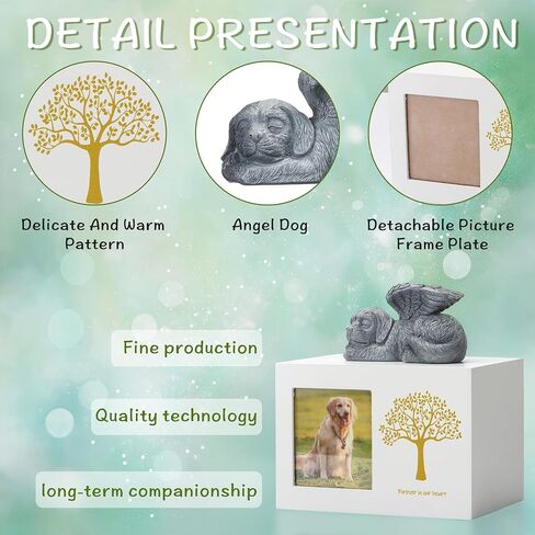 Pet Urn for Dog Ashes Dog Box Wooden Black Dog Urns for Ashes Pet Ashes Box with Dog Angel and Ashes Bag in Saudi Arabia