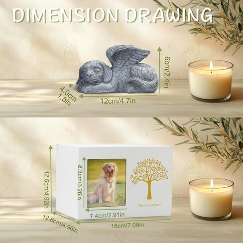 Pet Urn for Dog Ashes Dog Box Wooden Black Dog Urns for Ashes Pet Ashes Box with Dog Angel and Ashes Bag in Saudi Arabia