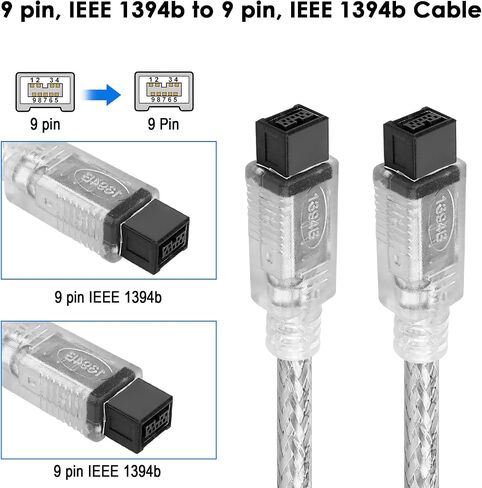 Herfair Firewire to USB Adapter Cable IEEE 1394 4Pin to USB 2.0 Converter Cord Firewire 400 to USB Connector Wire Lead for Connecting 4Pin 1394 Devices to USB Host Devices (Transparent Shell) in Saudi Arabia