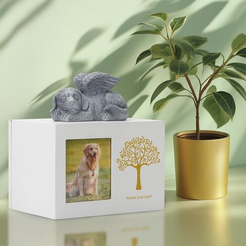 Pet Urn for Dog Ashes Dog Box Wooden Black Dog Urns for Ashes Pet Ashes Box with Dog Angel and Ashes Bag in Saudi Arabia