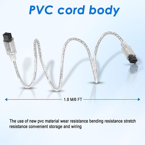 Herfair Firewire to USB Adapter Cable IEEE 1394 4Pin to USB 2.0 Converter Cord Firewire 400 to USB Connector Wire Lead for Connecting 4Pin 1394 Devices to USB Host Devices (Transparent Shell) in Saudi Arabia