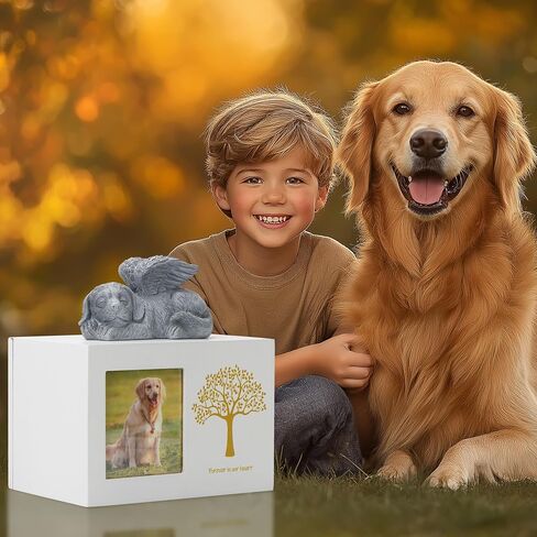 Pet Urn for Dog Ashes Dog Box Wooden Black Dog Urns for Ashes Pet Ashes Box with Dog Angel and Ashes Bag in Saudi Arabia