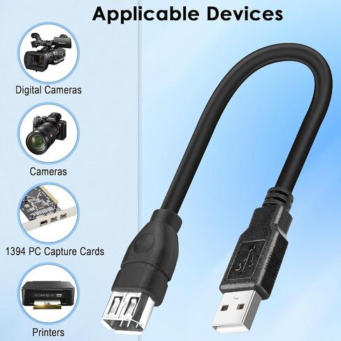 Herfair Firewire to USB Adapter Cable IEEE 1394 4pin to USB 2.0 CORPLER CORD FIREWIRE 400 to USB Connector Lead لتوصيل أجهزة 4Pin 1394 بأجهزة مضيف USB (شريحة شفافة) in Kuwait