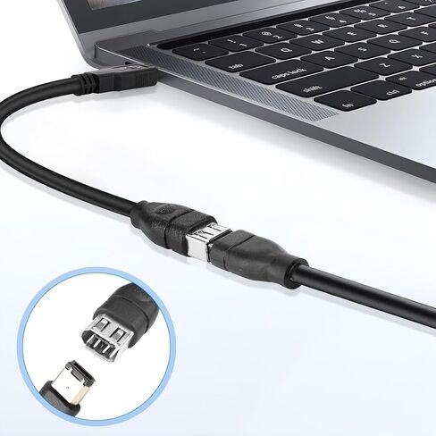 Herfair Firewire to USB Adapter Cable IEEE 1394 4pin to USB 2.0 CORPLER CORD FIREWIRE 400 to USB Connector Lead لتوصيل أجهزة 4Pin 1394 بأجهزة مضيف USB (شريحة شفافة) in Kuwait