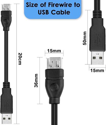 Herfair Firewire to USB Adapter Cable IEEE 1394 4pin to USB 2.0 CORPLER CORD FIREWIRE 400 to USB Connector Lead لتوصيل أجهزة 4Pin 1394 بأجهزة مضيف USB (شريحة شفافة) in Kuwait