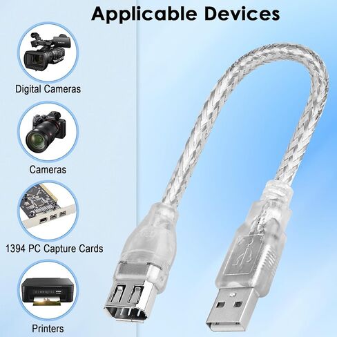 6ft Firewire to USB Adapter Cable 6 Pin IEEE 1394 Male to USB 2.0 Male Adaptor Convertor Firewire 400 1394-a to USB A Connector Cord for Digital Camera Printer Scanner Hard Disk in Kuwait