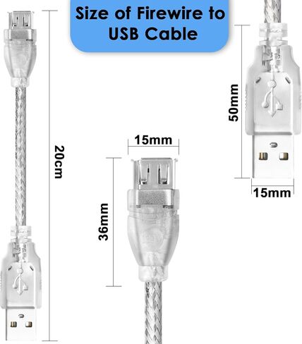 6ft Firewire to USB Adapter Cable 6 Pin IEEE 1394 Male to USB 2.0 Male Adaptor Convertor Firewire 400 1394-a to USB A Connector Cord for Digital Camera Printer Scanner Hard Disk in Kuwait